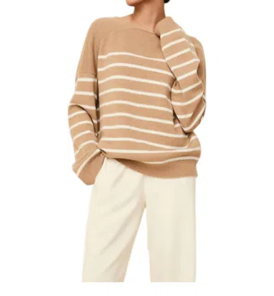 Solid & Striped Lowell Sweater In Camel Stripe In Brown