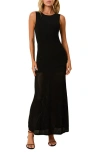 Solid & Striped Lucerne Sleeveless Mixed Media Maxi Dress In Black