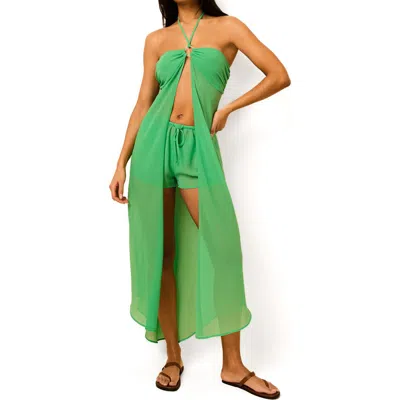 Solid & Striped Maggie Halter Cover-up In Green
