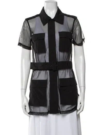 Pre-owned Solid & Striped Mesh Accents One-piece In Black