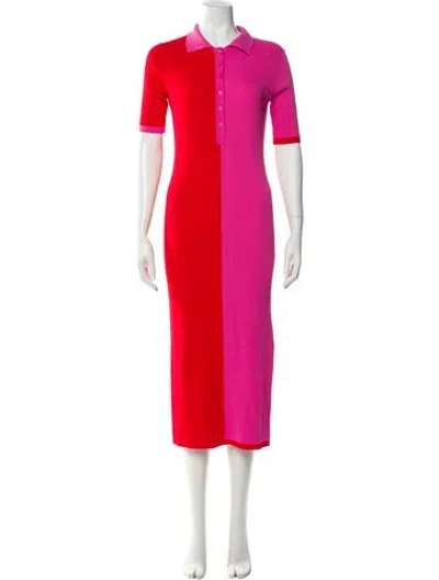 Pre-owned Solid & Striped Midi Length Dress In Multi