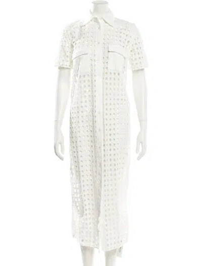 Pre-owned Solid & Striped Midi Length Dress In Neutral