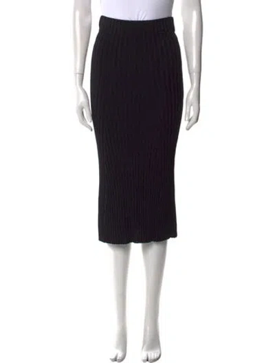 Pre-owned Solid & Striped Midi Length Skirt W/ Tags In Black