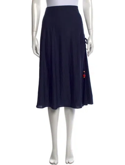Pre-owned Solid & Striped Midi Length Skirt W/ Tags In Blue