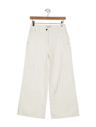 Pre-owned Solid & Striped Mid-rise Wide Leg Jeans In White