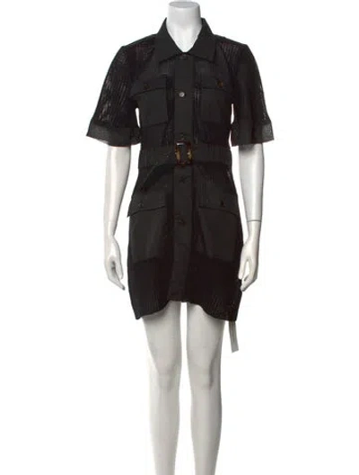 Pre-owned Solid & Striped Mini Dress In Black