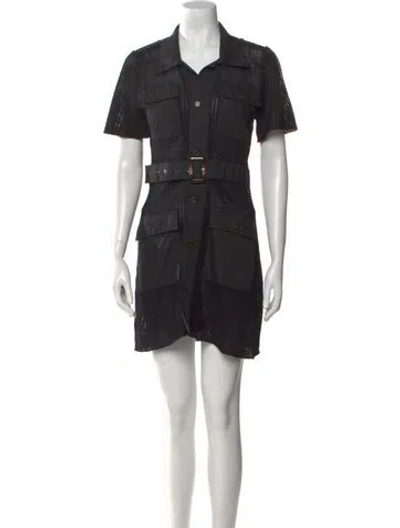 Pre-owned Solid & Striped Mini Dress In Black