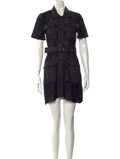 Pre-owned Solid & Striped Mini Dress In Black