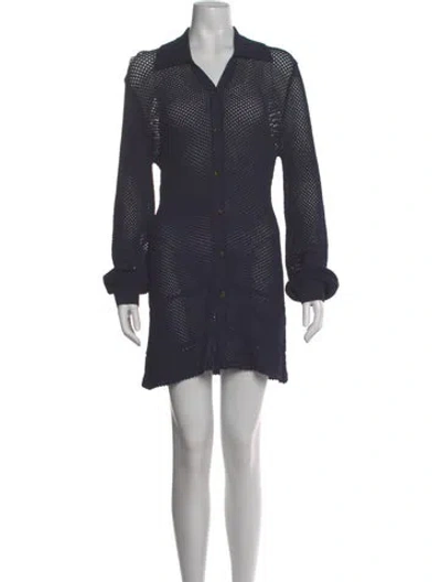 Pre-owned Solid & Striped Mini Dress In Blue