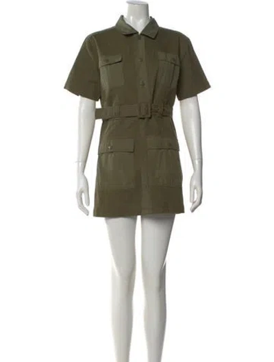 Pre-owned Solid & Striped Mini Dress In Green