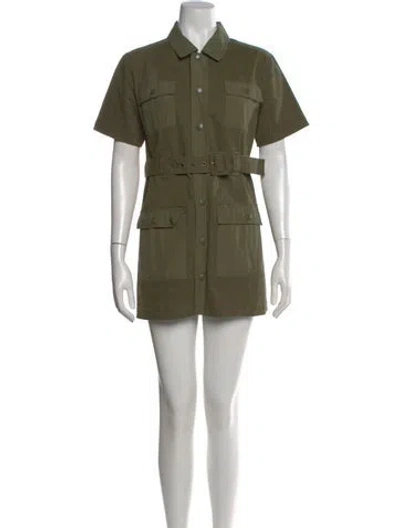 Pre-owned Solid & Striped Mini Dress In Green