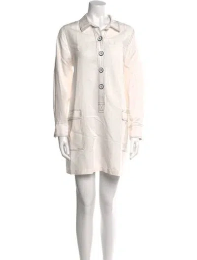 Pre-owned Solid & Striped Mini Dress In Neutral