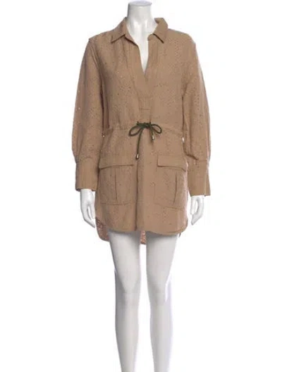 Pre-owned Solid & Striped Mini Dress In Neutral