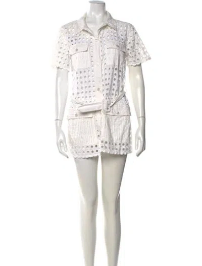 Pre-owned Solid & Striped Mini Dress In Neutral