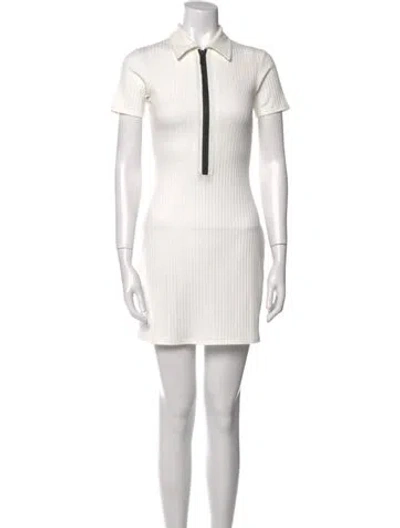 Pre-owned Solid & Striped Mini Dress In White