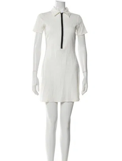 Pre-owned Solid & Striped Mini Dress In White
