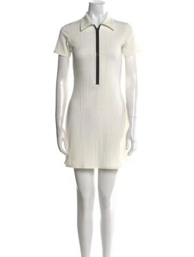 Pre-owned Solid & Striped Mini Dress In White