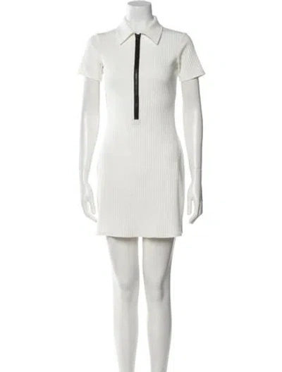 Pre-owned Solid & Striped Mini Dress In White