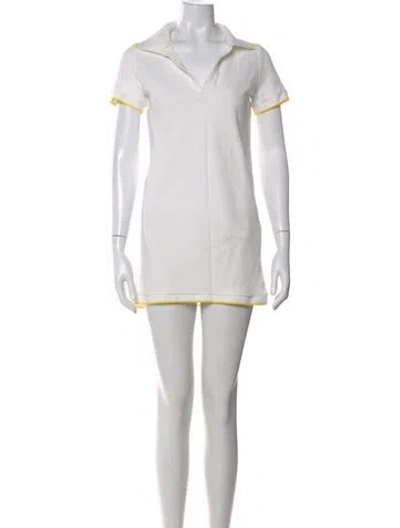 Pre-owned Solid & Striped Mini Dress In White