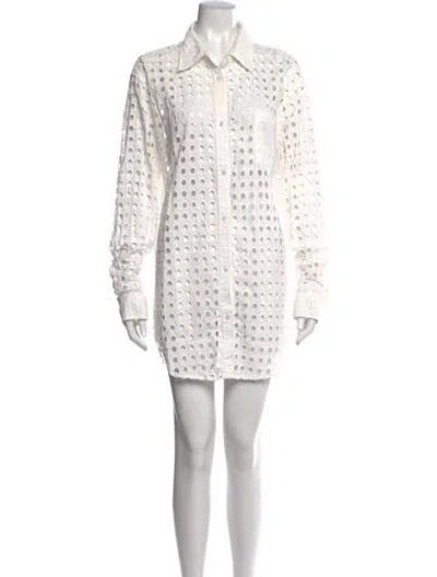 Pre-owned Solid & Striped Mini Dress In White