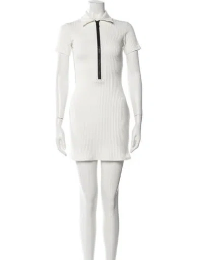 Pre-owned Solid & Striped Mini Dress In White