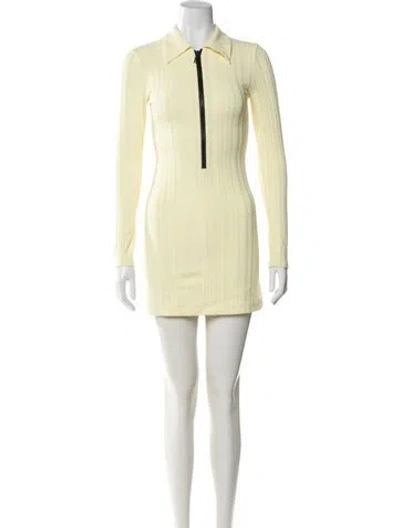 Pre-owned Solid & Striped Mini Dress In Yellow
