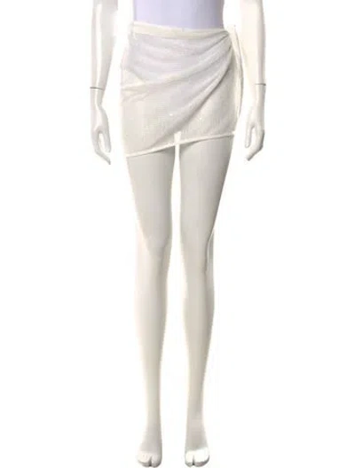 Pre-owned Solid & Striped Mini Skirt In White