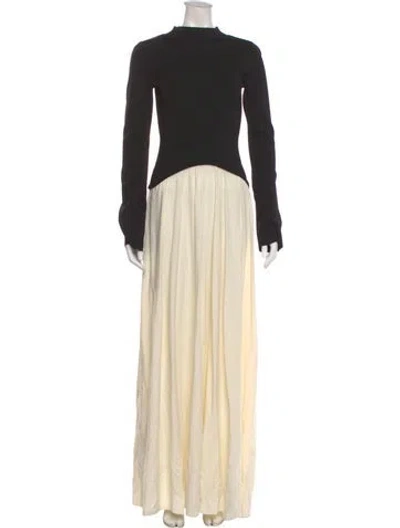 Pre-owned Solid & Striped Mock Neck Long Dress