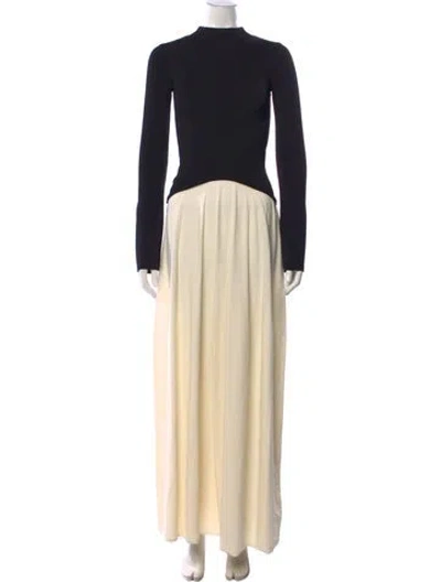 Pre-owned Solid & Striped Mock Neck Long Dress