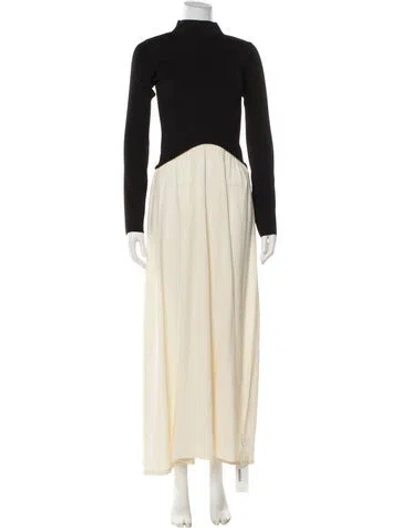 Pre-owned Solid & Striped Mock Neck Long Dress