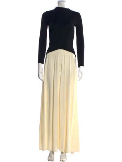 Pre-owned Solid & Striped Mock Neck Long Dress In Neutrals