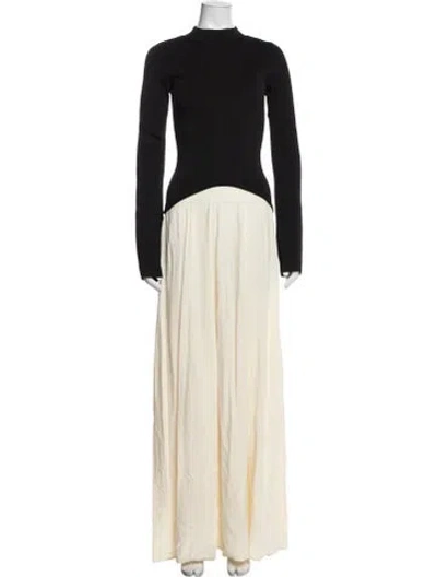 Pre-owned Solid & Striped Mock Neck Long Dress W/ Tags In Black/neutrals