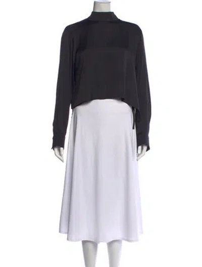 Pre-owned Solid & Striped Mock Neck Long Sleeve Top In Black