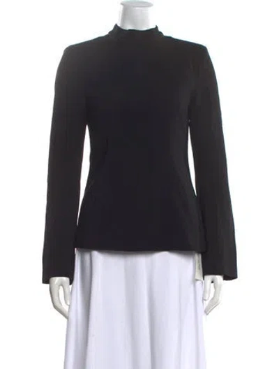 Pre-owned Solid & Striped Mock Neck Long Sleeve Top In Black