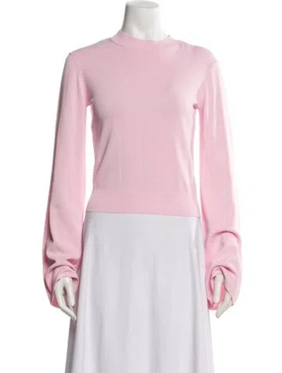 Pre-owned Solid & Striped Mock Neck Long Sleeve Top In Pink