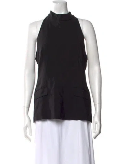 Pre-owned Solid & Striped Mock Neck Sleeveless Top In Black