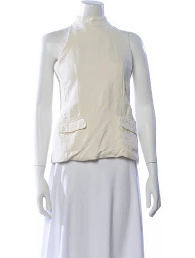 Pre-owned Solid & Striped Mock Neck Sleeveless Top In Neutral
