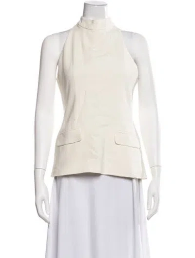 Pre-owned Solid & Striped Mock Neck Sleeveless Top In Neutrals