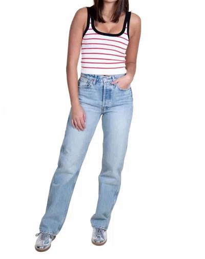 Solid & Striped Nessa Tank Top In Apple Red/ Brule Stripe In White