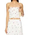 Solid & Striped Nikki Off Shoulder Strapless Crop Top In Brule In White