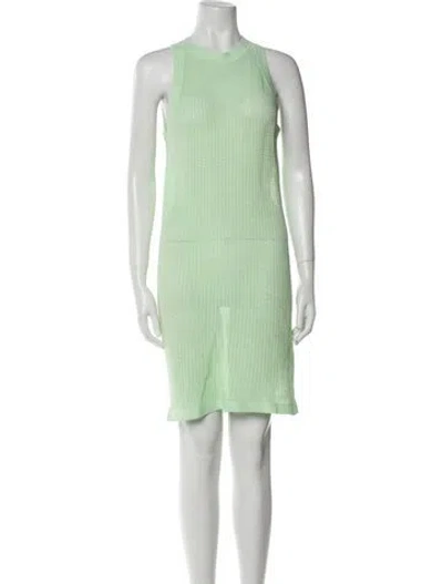 Pre-owned Solid & Striped Nylon Mini Dress In Green