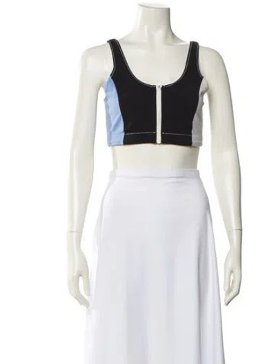 Pre-owned Solid & Striped Nylon Scoop Neck Crop Top In Neutral