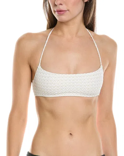 Solid & Striped The Odessa Metallic Stretch-jacquard Bikini Top In White