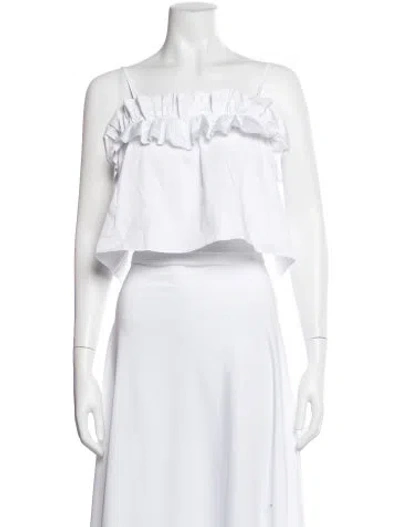 Pre-owned Solid & Striped Off-the-shoulder Sleeveless Crop Top In White