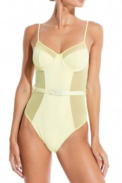 Solid & Striped One Piece Spencer Swimsuit In Banana In Green