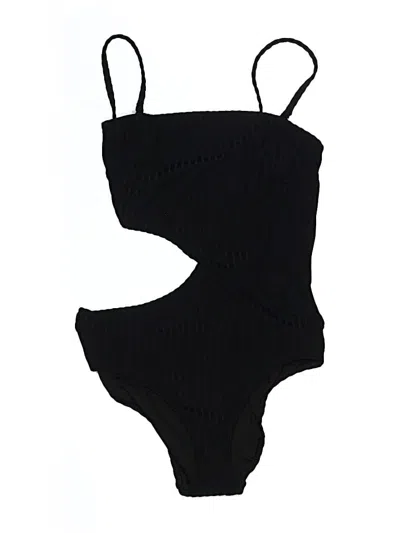 Solid & Striped One Piece Swimsuit In Black