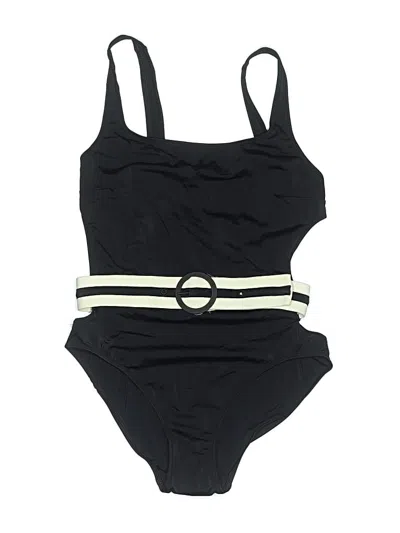Solid & Striped One Piece Swimsuit In Black
