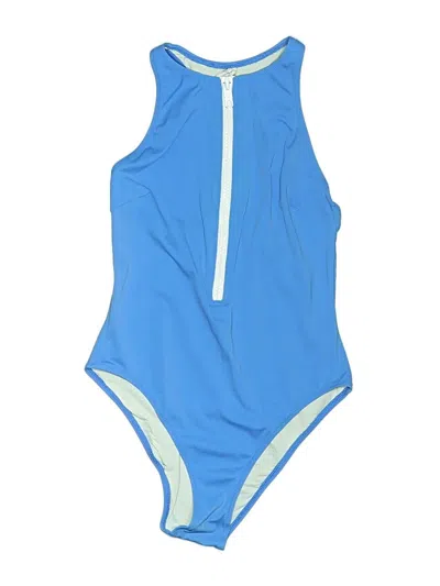 Pre-owned Solid & Striped One Piece Swimsuit In Blue