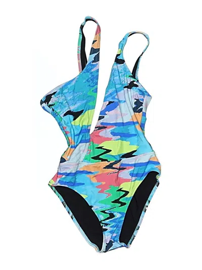Pre-owned Solid & Striped One Piece Swimsuit In Blue