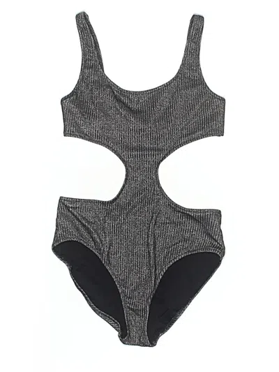 Pre-owned Solid & Striped One Piece Swimsuit In Gray